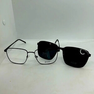 ECO Men’s Buckhorn MDGUN Eyeglasses Frames & Polarized Sun Clip On. NWT